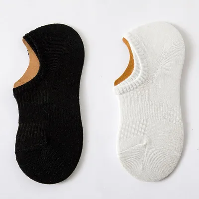 Купить 2 пары/лот, женские весенне-летние однотонные хлопковые носки  высокого качества, дышащие, впитывающие пот, нескользящие носки-лодочки |  Joom