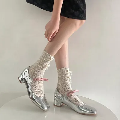 Дышащие длинные носки для девочек, однотонные сетчатые носки высокого  качества, кружевные носки с рюшами – лучшие товары в онлайн-магазине Джум  Гик