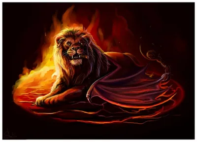 Картина на холсте с подрамником ХитАрт \"Огненный лев\" 100x73 см — купить в  интернет-магазине по низкой цене на Яндекс Маркете