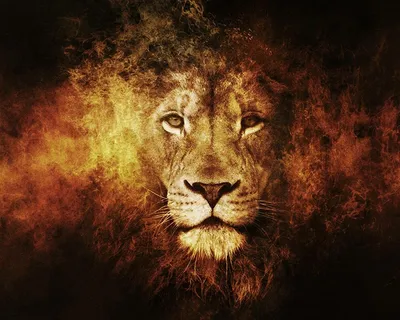 Огненный лев, огонь, искры, золотые …» — создано в Шедевруме