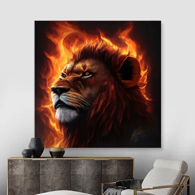 Картина \"Огненный лев\" купить в интернет-магазине Ярмарка Мастеров по цене  1200 ₽ – MU00WBY | Картины, Москва - доставка по России