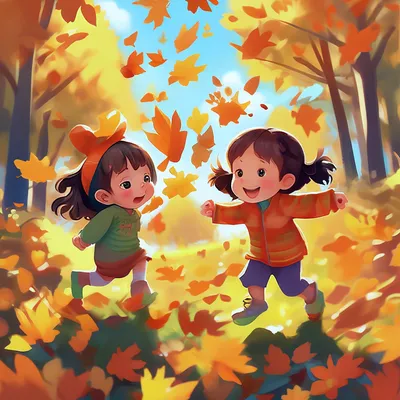 Осень солнце яркие листья мультяшные…» — создано в Шедевруме