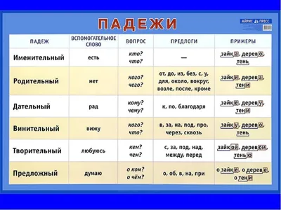 Учебный плакат \"Падежи\": Формат А4 – купить по цене: 12,60 руб. в  интернет-магазине УчМаг