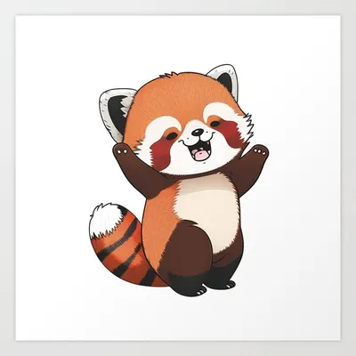 Funny Red Panda - Kawaii Art Print by aifutureminds | Society6