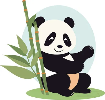 Panda Clipart-cute panda leaning against bamboo tree clip art