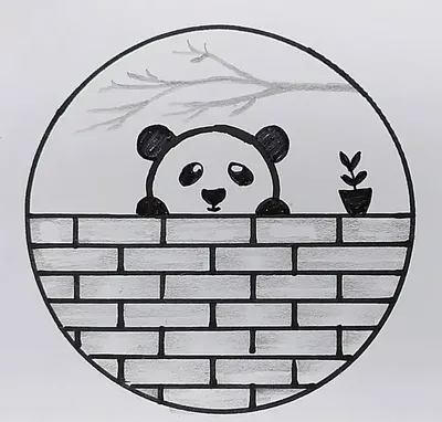 Sweet Serenity: An Anime-Inspired Black Marker Sketch of a Baby Panda