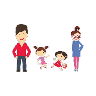 Азиатская счастливая семья. папа, мама, дочка и сын вместе | Премиум векторы