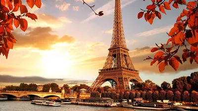 Осенний Париж\" Фотообои на стену. Изготовим любой размер точно на вашу  стену. Купить.