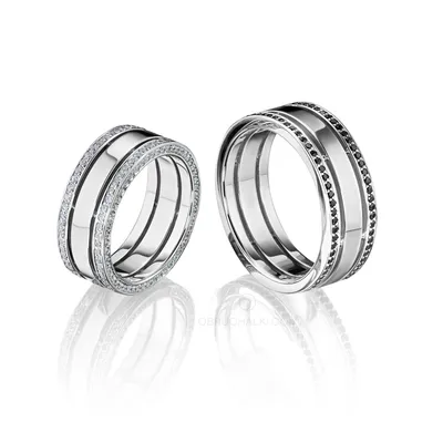 Парные обручальные кольца с бриллиантами COMBO DIAMOND на заказ из белого и  желтого золота, серебра, платины или своего металла