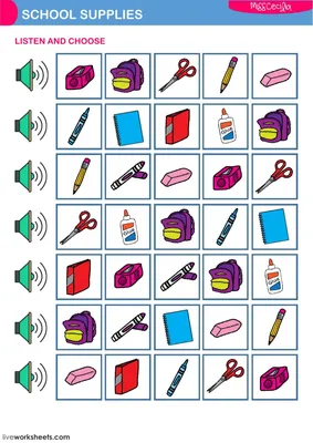 school objects interactive and downloadable worksheet. You can do the  exercises online or download the worksheet as pdf… | School supplies,  School, School materials