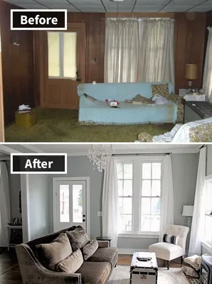 25 фотографий до и после ремонта, которые вдохновят вас сделать тоже самое  у себя дома | Living room remodel, Farm house living room, Home living room