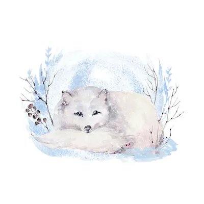 Песец в снежной зиме иллюстрация вектора. иллюстрации насчитывающей лисица  - 110043476