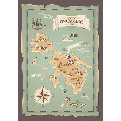 Старинная пиратская карта сокровищ …» — создано в Шедевруме