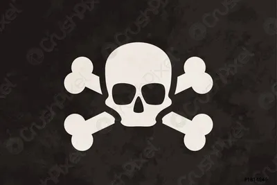 Пиратский череп на черном фоне с золотыми зубами: фото в WebP