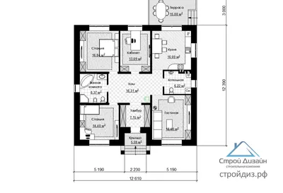 Проект одноэтажного дома с террасой 05-24 🏠 | СтройДизайн