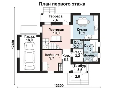 Проект двухэтажного частного дома AS-272-3 из газобетона с мансардой и  гаражом