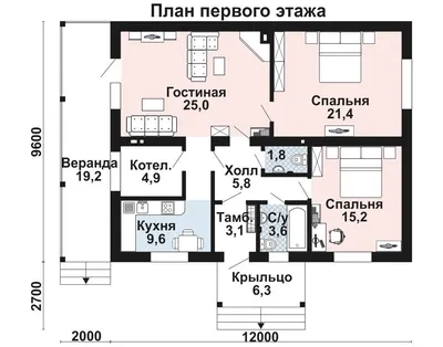 Проект одноэтажного дома, 86,74 м2 | Проекты домов и коттеджей