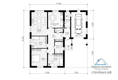 Идеальный проект одноэтажного дома 109 кв. м | РОССТРОЙ