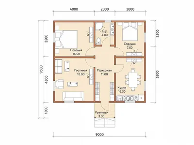 Проект Rg5677 - Проект одноэтажного дома с террасой (86 м2, 13м x11м) -  купить с доставкой по выгодным ценам в интернет-магазине OZON (426332404)