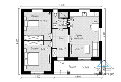 Проект одноэтажного дома 9 на 11 - 06-10 🏠 | СтройДизайн