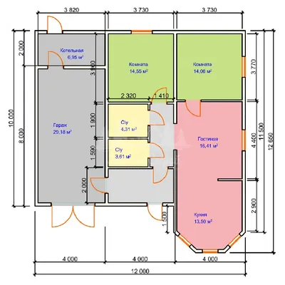 Проект одноэтажного дома с гаражом под одной крышей - 04-35 🏠 | СтройДизайн