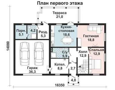 Проект дома с навесом и гаражом