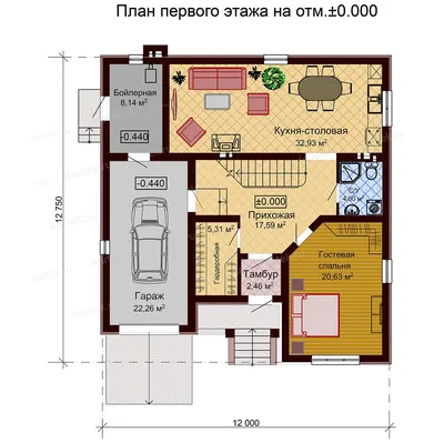 Проект одноэтажного дома из газобетона до 200 м2 с гаражом / Каменные дома  / Проекты