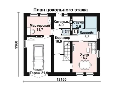 Проект двухэтажного дома с гаражом AS-2163 из газобетона