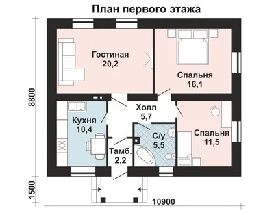 Проект одноэтажного загородного дома AS-2071 из газоблоков с крыльцом