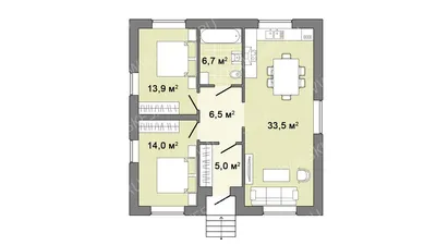 Проект дома 80 м2 один этаж из кирпича и газобетона | Еврострой