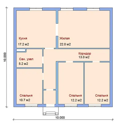 Готовый проект дома 10 на 10 с тремя спальнями. | Архитектурное бюро  \"Беларх\" - Авторские проекты планы домов и коттеджей