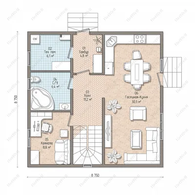 Проект дома 2 этажа с большой гостиной 160 м2 | Архитектурное бюро \"Беларх\"  - Авторские проекты планы домов и коттеджей