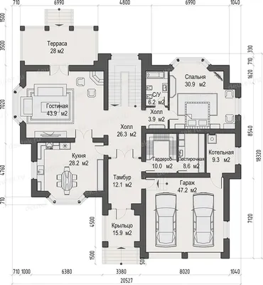 DT0353 - готовый проект американского дома с гаражом на 2 машины