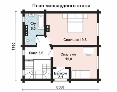 Проект одноэтажного дачного домика AS-2266 из бруса с верандой