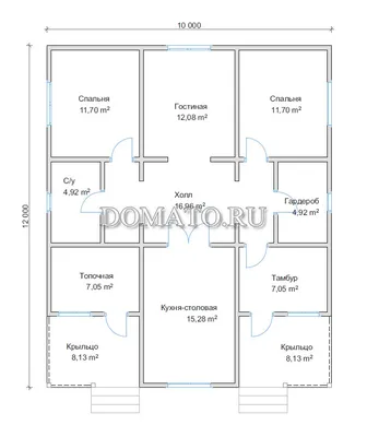 Дом 10х12 одноэтажный, проект, план дома и планировка.