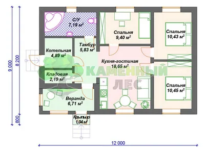 Z500. Проект одноэтажного дома с сауной Zz16 c 3 спальнями 110 м2