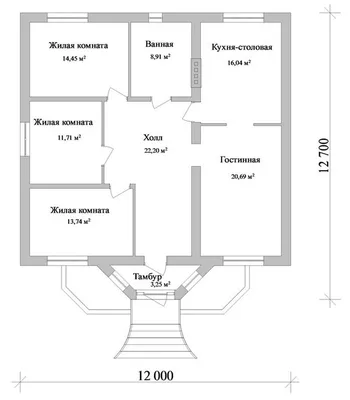 Одноэтажный дом с тремя спальнями и террасой 97.53 кв.м (До 100 м2) под  ключ, цена в Перми от компании ТСК ГАРАНТ+