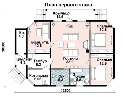 Проект дома 10 на 12 одноэтажный с тремя спальнями №86 - Купить