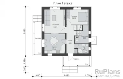 Проект дома №97, площадь - 137.08 м², 2 этажа, кирпич