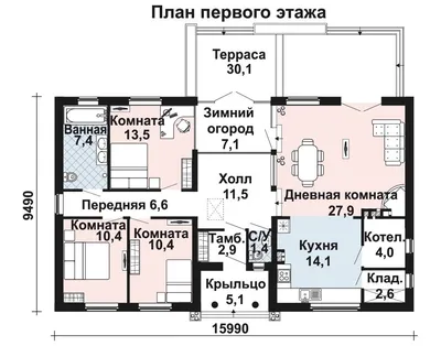 Проект дома AS-311 из кирпича с 3 спальнями и котельной