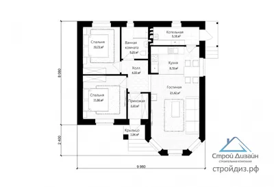 Проект одноэтажного дома до 50 кв м - 06-04 🏠 | СтройДизайн