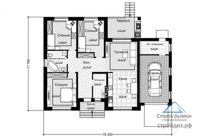 Проект одноэтажного дома с гаражом и котельной - 06-22 🏠 | СтройДизайн