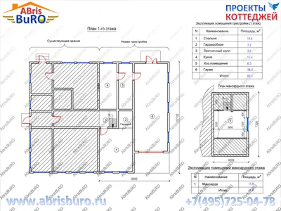 K0164-94 Проект пристройки гаража-хозблока к существующему дому общей  площадью 93,9 м2