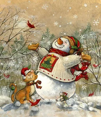 помощник Деда Мороза - Снеговик фото 1 | Christmas paintings, Christmas  art, Christmas scenes