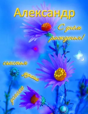 Картинка с Днём Рождения Алексей с голубой машиной и пожеланием — скачать  бесплатно