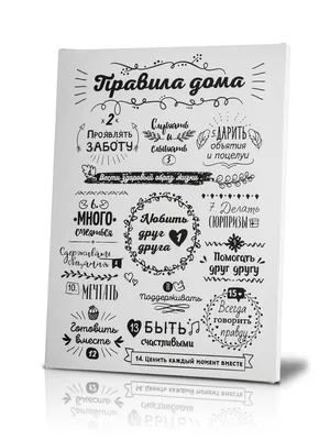 Канвас Правила дома белый 40х50 см купить недорого в интернет-магазине  товаров для декора Бауцентр