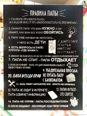 Канвас Правила Папы 40х50 см купить недорого в интернет-магазине товаров  для декора Бауцентр