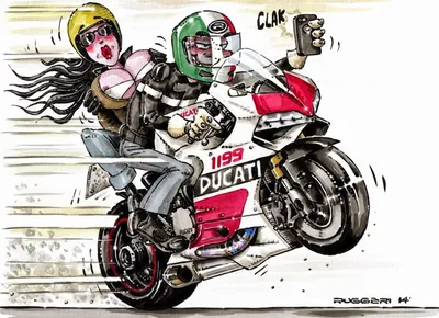 Смешные рисунки с мотоциклами - 71 фото