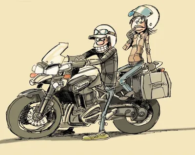 Прикольные рисунки мотоциклистов - 79 фото