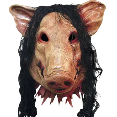 Латексные праздничные принадлежности, маска, голова свиной цепи, маска на  Хэллоуин, смешные страшные маски с ужасной свиной головкой, реквизит для  косплея с классическими волосами | AliExpress